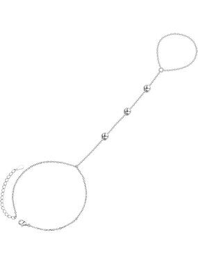 Adjustable S925 Sterling Silver Finger Ring Bracelet Chain for Women - Stylish